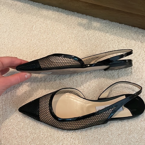 Jimmy Choo Fetto Point Toe Black Patent Leather & Mesh Flat - Picture 8 of 13